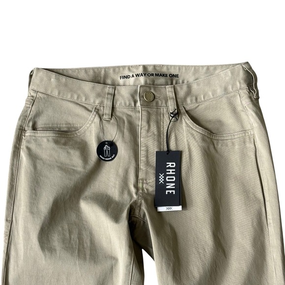 NWT Rhone Mens Everyday Twill Five Pocket Pant Khaki Slim Straight 28x33 - Picture 3 of 10